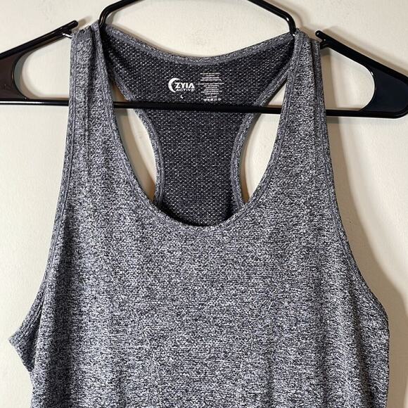Zyia Active Heather Gray Sleeveless Scoop Neck Racerback Tank Top Size L - Picture 2 of 8